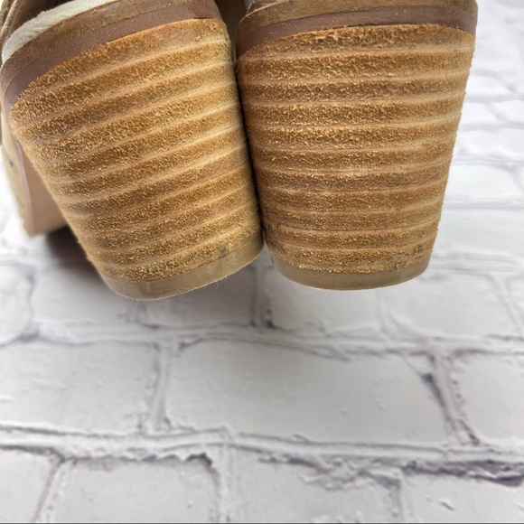 Sam Edelman Ankle peep toe booties sandals 6.5 Leather Beige Block heel - Picture 7 of 9